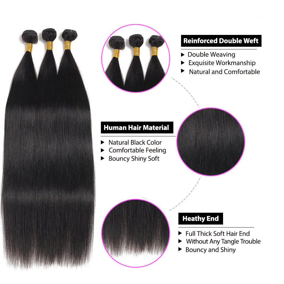 100% Unprocessed 30 40 Inch Straight Human Hair Bundles – Soft & Silky Virgin Hair Extensions Weave